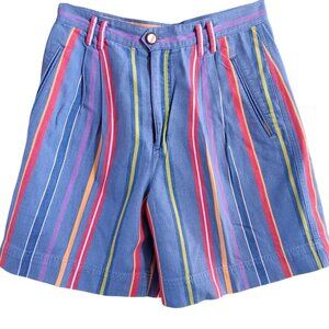 Vintage Women's Shorts 10 28" Lizwar Striped High-Waisted Mom Shorts 1990's